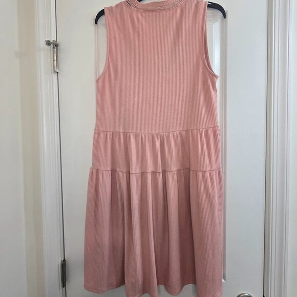 Laundry by Shelli Segal Sun Dress - Light Pink Sleeveless Crochet Trim - Picture 3 of 7